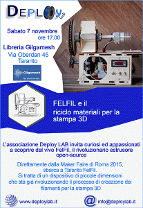 Ricilo materiali per la stampa 3d - Felfil | Associazione Deploy LAB | Taranto